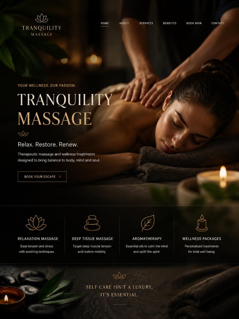 Tranquility Massage website project